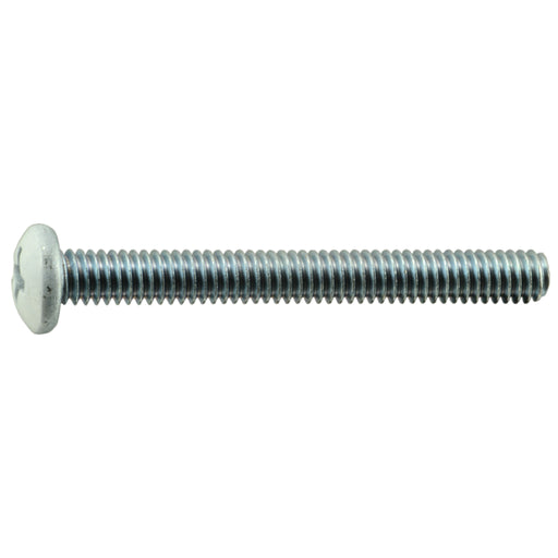 #8-32 x 1-1/2" White Painted Head Zinc Plated Steel Coarse Thread Phillips Pan Head Machine Screws