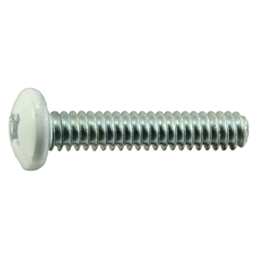 #10-24 x 1" White Painted Head Zinc Plated Steel Coarse Thread Phillips Pan Head Machine Screws