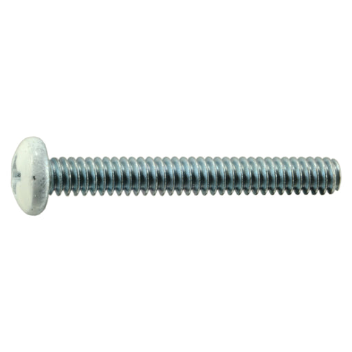 #10-24 x 1-1/2" White Painted Head Zinc Plated Steel Coarse Thread Phillips Pan Head Machine Screws