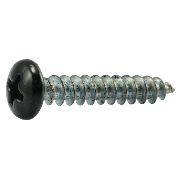 #10 x 1" Black Painted Steel Phillips Pan Head Sheet Metal Screws