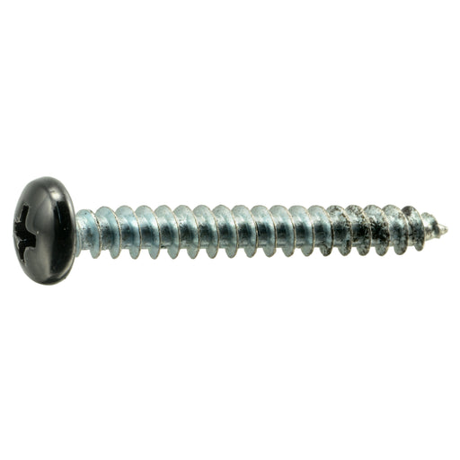 #10 x 1-1/2" Black Painted Steel Phillips Pan Head Sheet Metal Screws