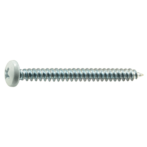 #10 x 2" White Painted Steel Phillips Pan Head Sheet Metal Screws