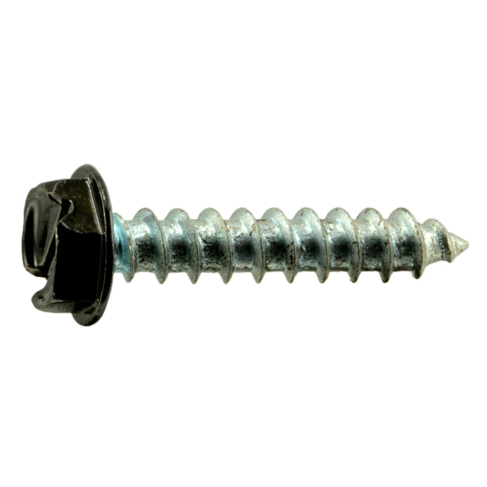 #10 x 1" Black Painted Steel Slotted Hex Washer Head Sheet Metal Screws