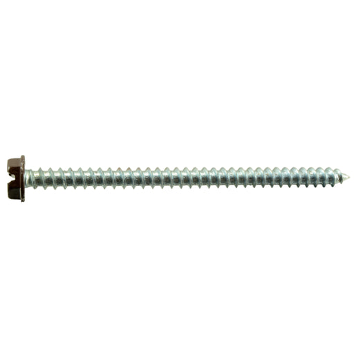 #10 x 3" Brown Painted Steel Slotted Hex Washer Head Sheet Metal Screws