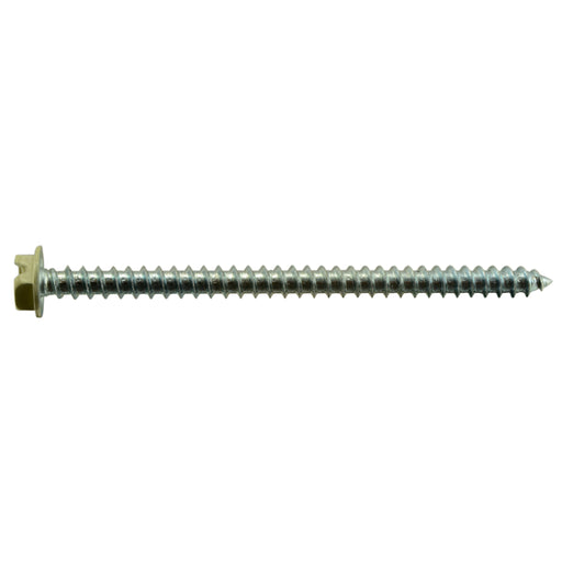 #10 x 3" Beige Painted Steel Slotted Hex Washer Head Sheet Metal Screws