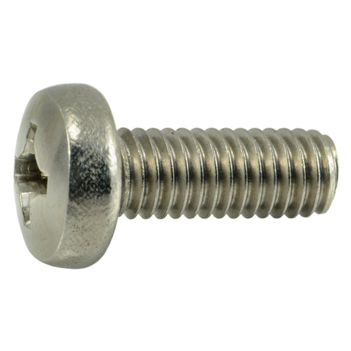 6mm-1.0 x 16mm A2 Stainless Steel Coarse Thread Phillips Pan Head Machine Screws