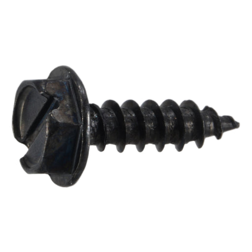 #6 x 1/2" Black Oxide Steel Slotted Hex Washer Head Sheet Metal Screws