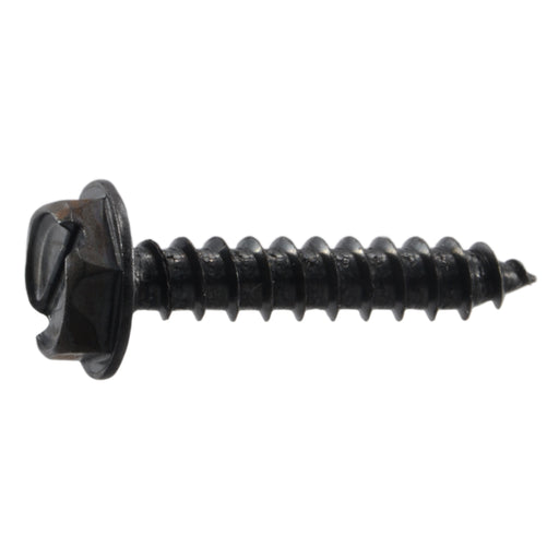 #6 x 3/4" Black Oxide Steel Slotted Hex Washer Head Sheet Metal Screws