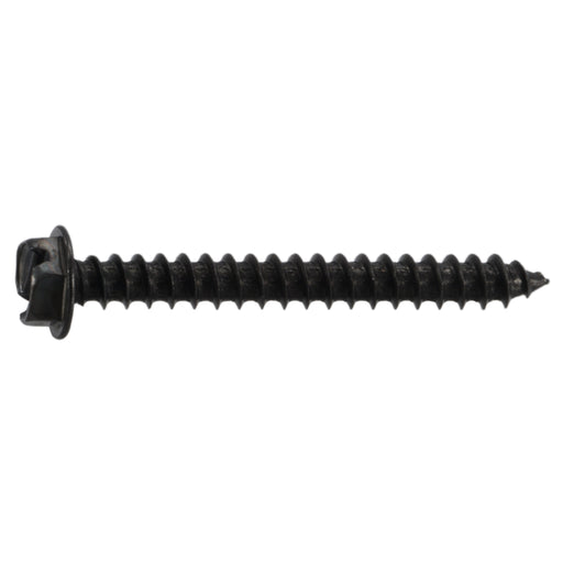 #8 x 1-1/2" Black Oxide Steel Slotted Hex Washer Head Sheet Metal Screws