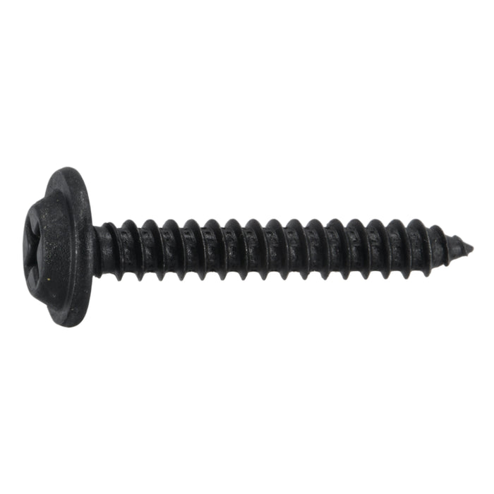 #10 x 1-1/4" Black Steel Phillips Flat Washer Head Sheet Metal Screws