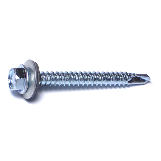 #12-14 x 2" Zinc Plated Steel Hex Sealing Washer Head Self-Drilling Screws