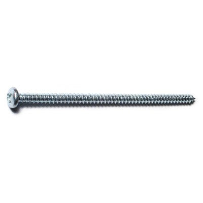 #8 x 3-1/2" Zinc Plated Steel Phillips Pan Head Sheet Metal Screws