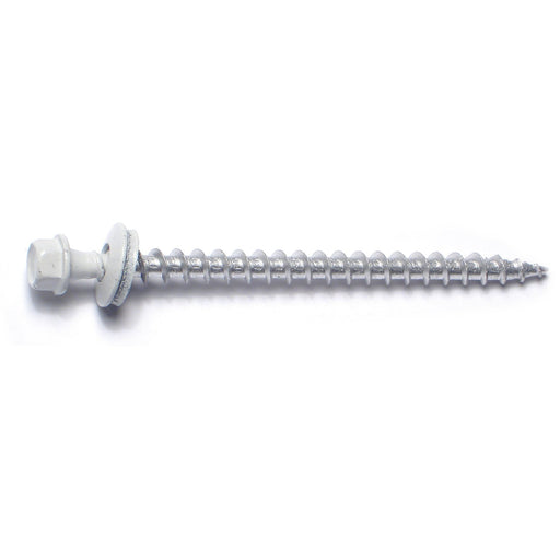 #10 x 3" White Painted Steel Hex Washer Head Pole Barn Self-Drilling Screws