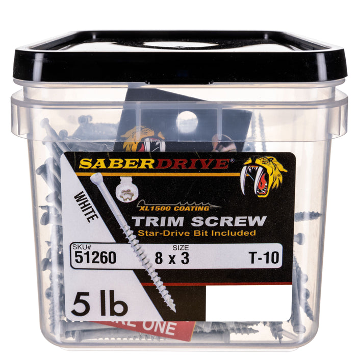 8 x 3" Star Drive White XL1500 SaberDrive® Trim Screws