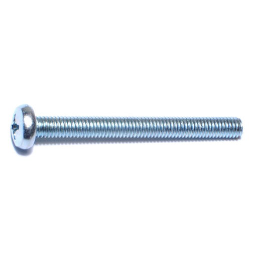 6mm-1.0 x 60mm Zinc Plated Class 4.8 Steel Coarse Thread Phillips Pan Head Machine Screws