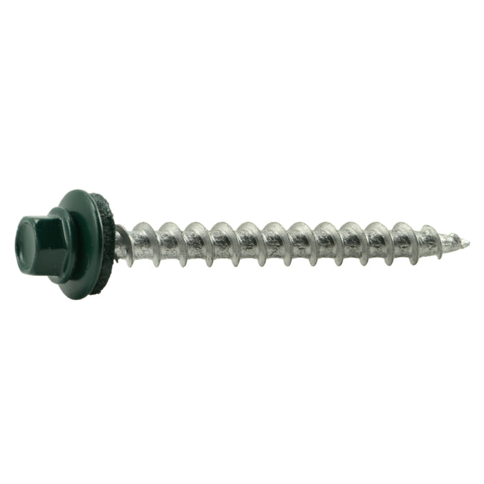 #10 x 2" Green Painted Steel Hex Washer Head Pole Barn Self-Drilling Screws