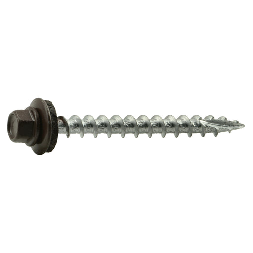 #10 x 2" Brown Painted Steel Hex Washer Head Pole Barn Self-Drilling Screws