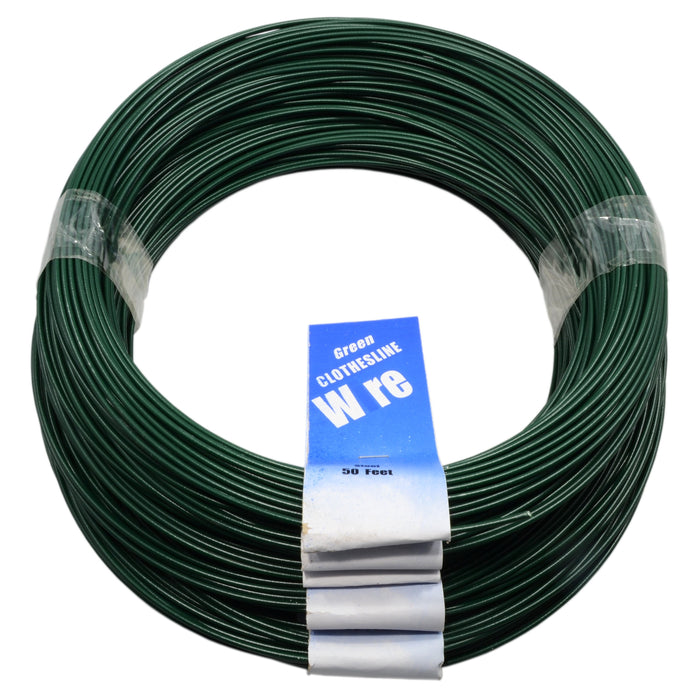 16 WG x 50' Coils Green Vinyl Clothesline Wire