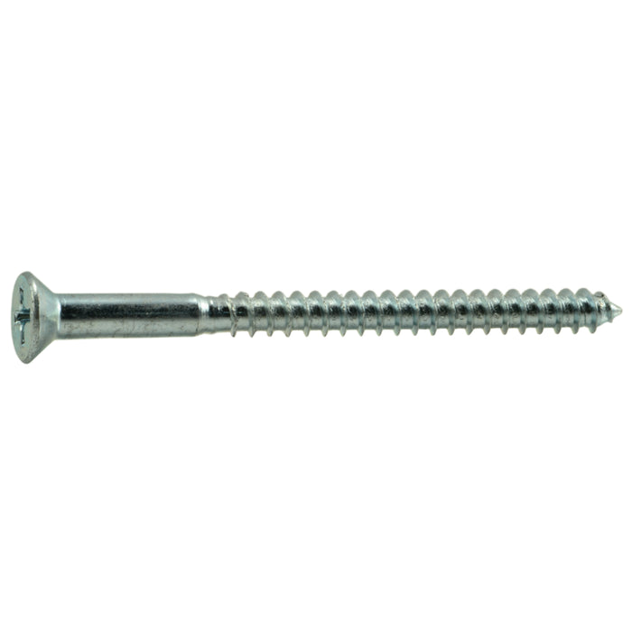 #8 x 2-1/4" Zinc Plated Steel Phillips Flat Head Wood Screws