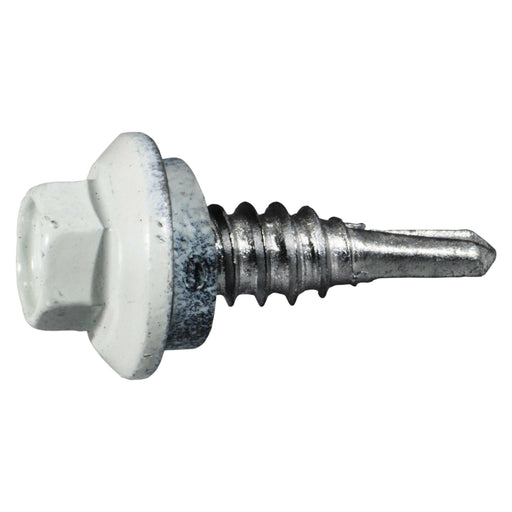 1/4" x 7/8" Painted White Zinc Plated Steel Hex Head Stitch Screws