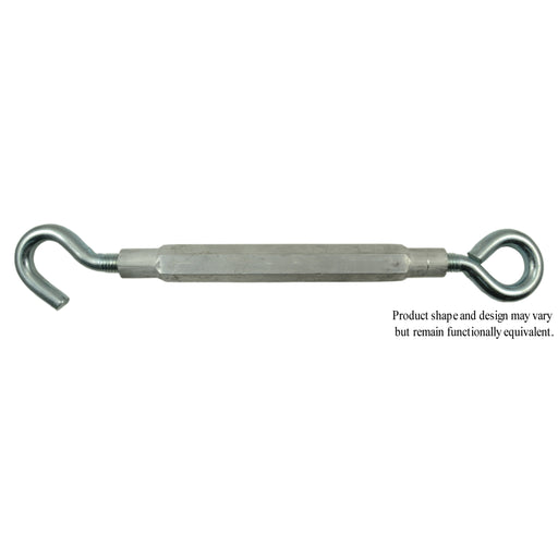 1/2" x 12" Zinc Plated Steel Eye-Hook Turnbuckle