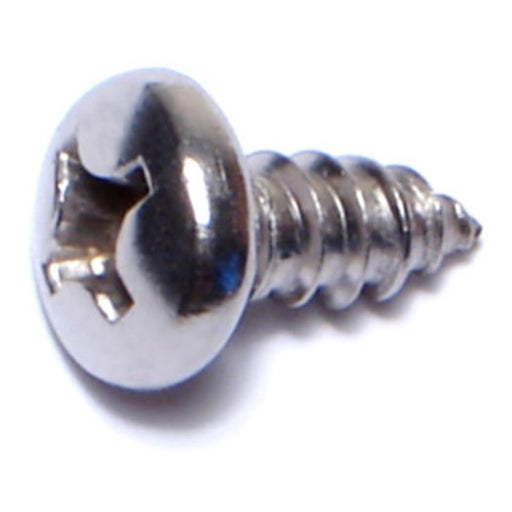 #12 x 1/2" 18-8 Stainless Steel Phillips Pan Head Sheet Metal Screws