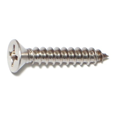 #12 x 1-1/4" 18-8 Stainless Steel Phillips Flat Head Sheet Metal Screws