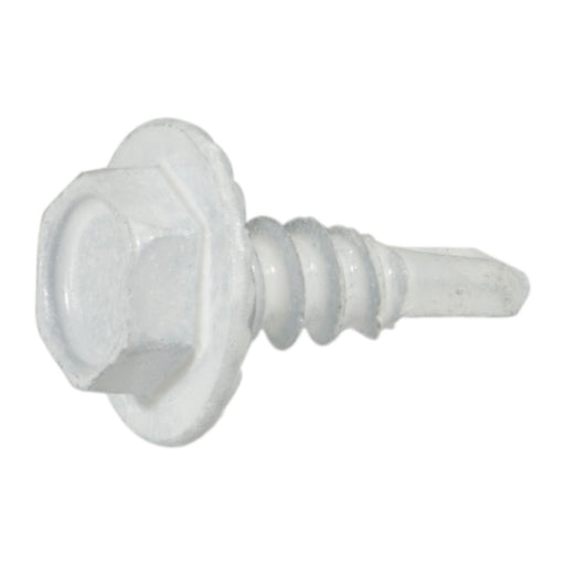 #8 x 1/2" White Ruspert Coated Steel Hex Washer Head Self-Drilling Screws