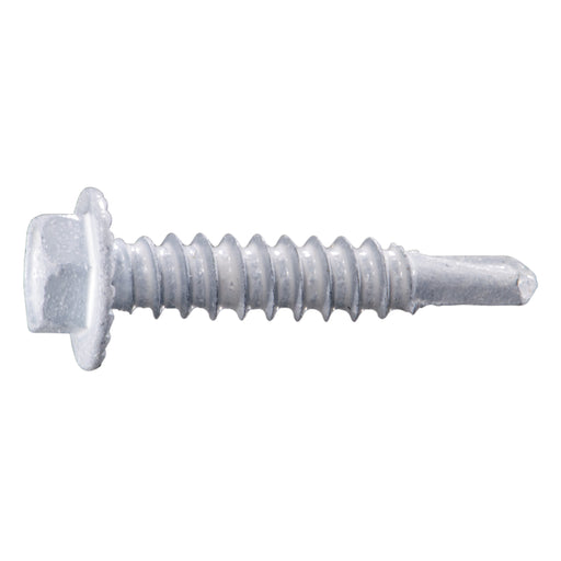 #10 x 1" White Ruspert Coated Steel Hex Washer Head Self-Drilling Screws