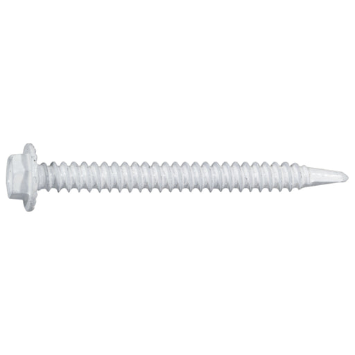 #10 x 2" White Ruspert Coated Steel Hex Washer Head Self-Drilling Screws