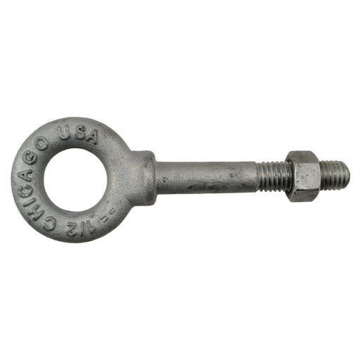 1/2"-13 x 3-1/4" Hot Dip Galvanized Steel Coarse Thread Eyebolts w/Shield Nuts