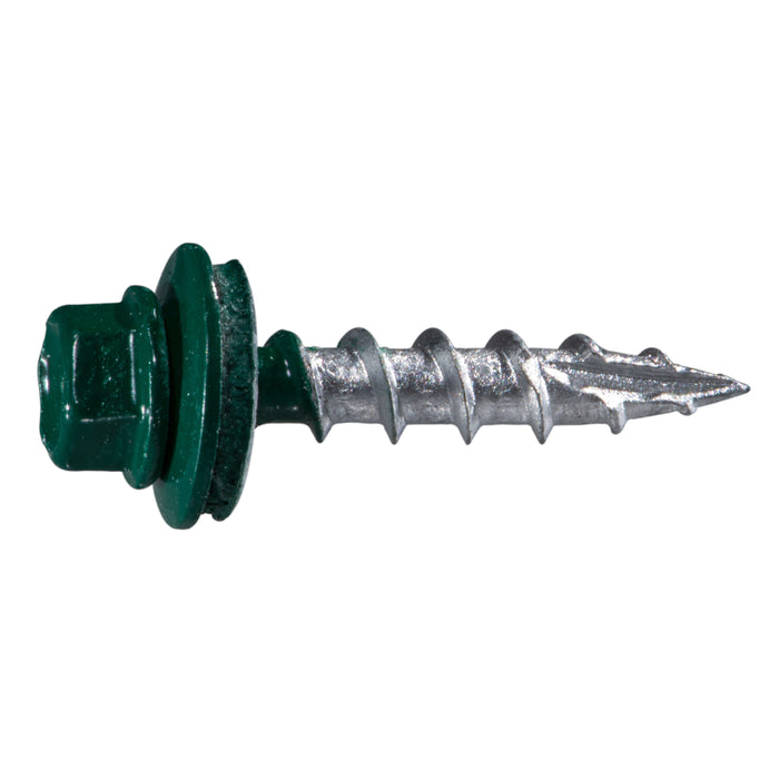 #10 x 1" Green Painted Steel Hex Washer Head Pole Barn Self-Drilling Screws