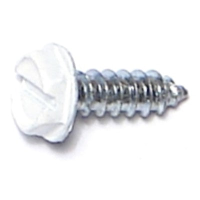 #7 x 1/2" White Painted Zinc Plated Steel Slotted Hex Washer Head Gutter Screws