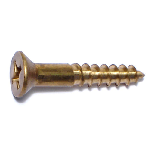 #12 x 1-1/4" Brass Slotted Flat Head Wood Screws