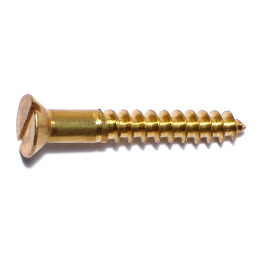 #12 x 1-1/2" Brass Slotted Flat Head Wood Screws