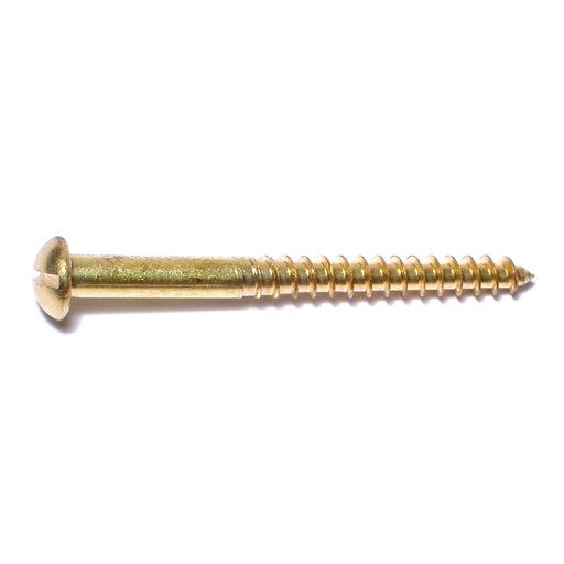 #12 x 2-1/2" Brass Slotted Round Head Wood Screws