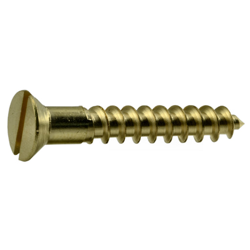 #10 x 1-1/4" Brass Slotted Flat Head Wood Screws