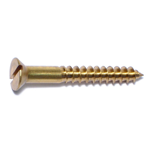 #10 x 1-1/2" Brass Slotted Flat Head Wood Screws