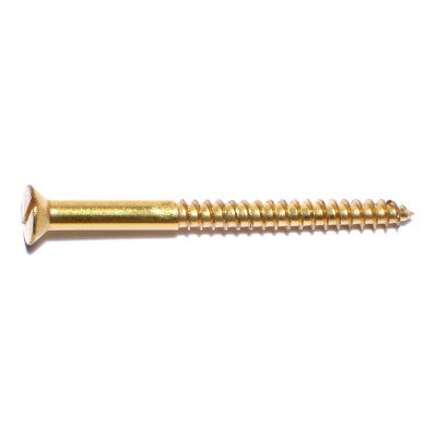 #10 x 2-1/2" Brass Slotted Flat Head Wood Screws