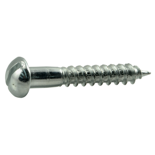 #10 x 1-1/4" Zinc Plated Steel Slotted Round Head Wood Screws