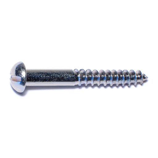 #10 x 1-1/2" Zinc Plated Steel Slotted Round Head Wood Screws