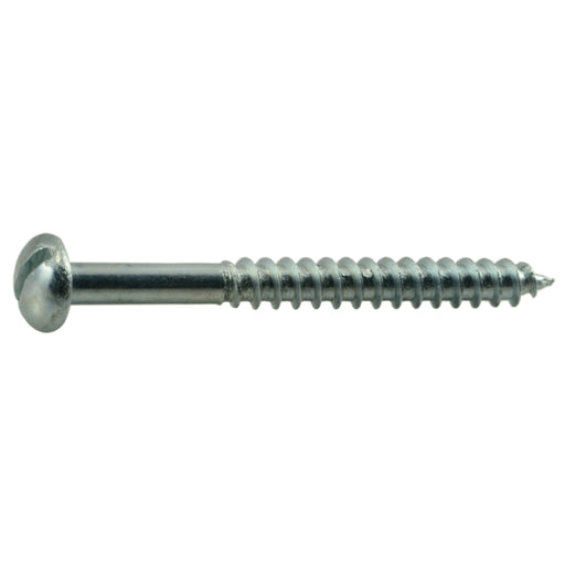 #10 x 2" Zinc Plated Steel Slotted Round Head Wood Screws