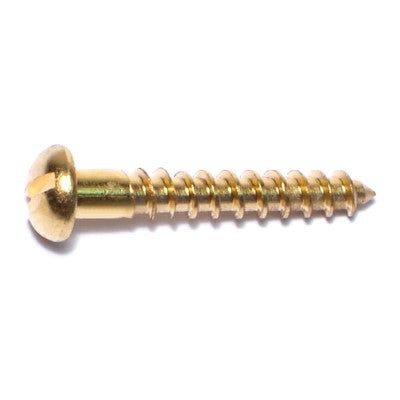 #10 x 1-1/4" Brass Slotted Round Head Wood Screws