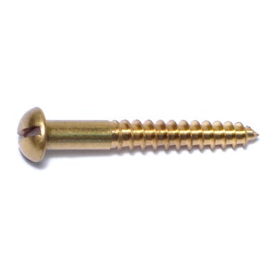 #10 x 1-1/2" Brass Slotted Round Head Wood Screws