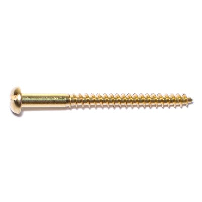 #10 x 2-1/2" Brass Slotted Round Head Wood Screws