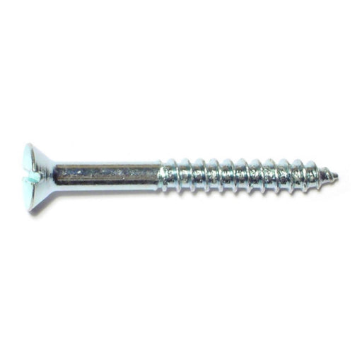 #8 x 1-1/2" Zinc Plated Steel Slotted Flat Head Wood Screws