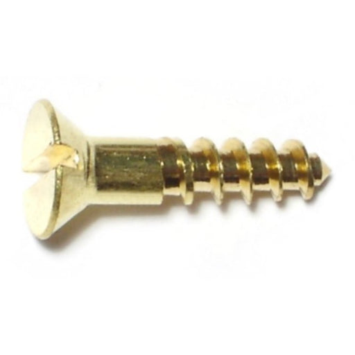 #8 x 7/8" Brass Slotted Flat Head Wood Screws