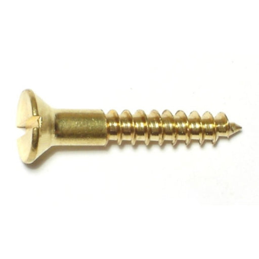 #8 x 1-1/4" Brass Slotted Flat Head Wood Screws