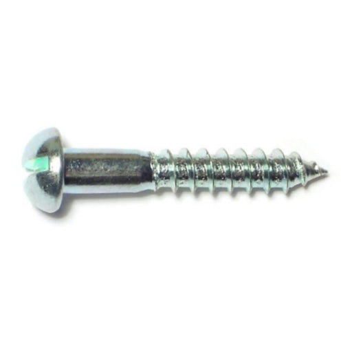 #8 x 1" Zinc Plated Steel Slotted Round Head Wood Screws