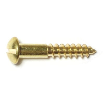 #8 x 1" Brass Slotted Round Head Wood Screws